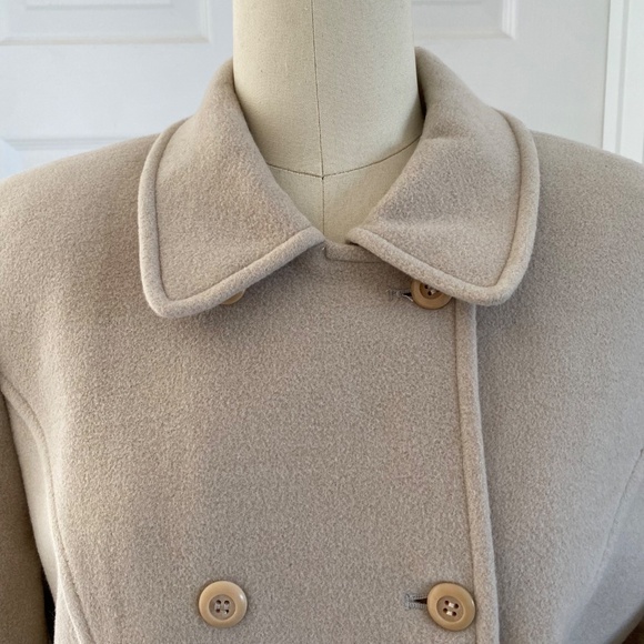 Beige Wool Double Breasted Coat - Picture 2 of 8